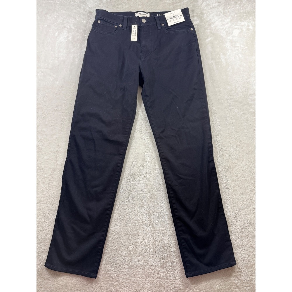 NWT Madewell Mens 1991 Straight The Allday Twill Navy Pant 33x32 Meas: 33x32